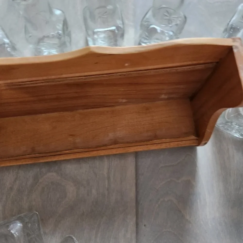 70's Wooden Spice‎ Rack with Glass Jars